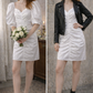 Vintage 1980s white satin ruched party / prom dress – size 8