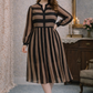 Vintage Sheer Stripe Shirtwaist Dress – Black & Mocha (Size 18 / Modern 16)