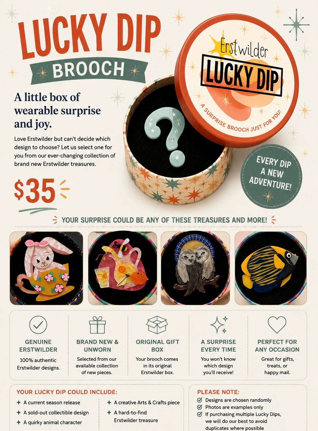 A lucky Dip Brooch by Erstwilder