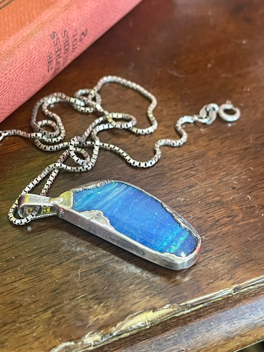 Australian Boulder Opal Pendant in Solid Silver