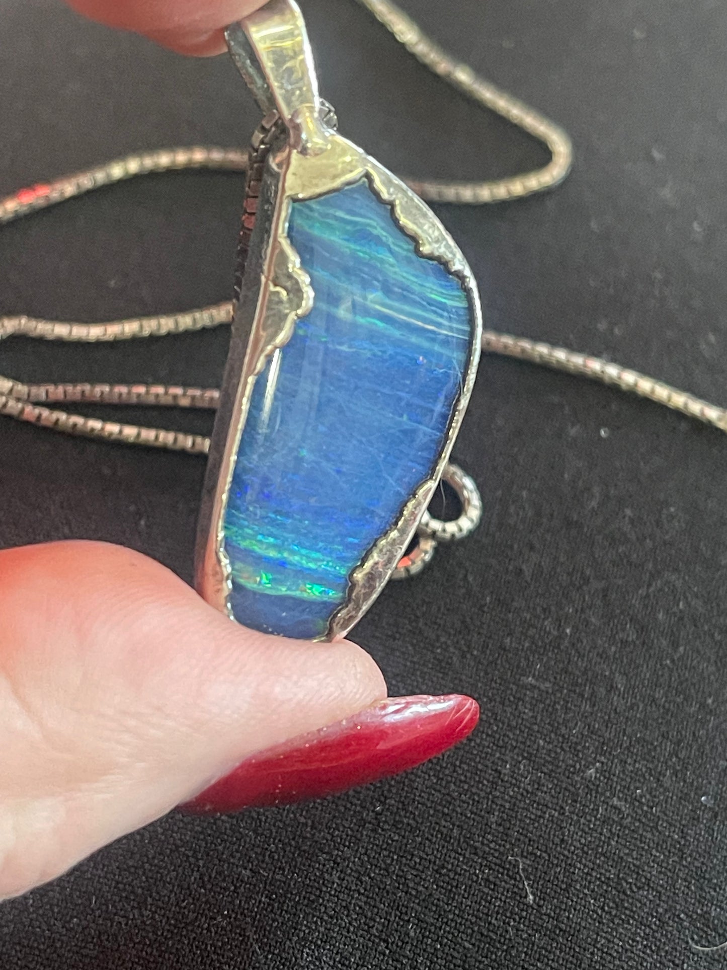 Australian Boulder Opal Pendant in Solid Silver