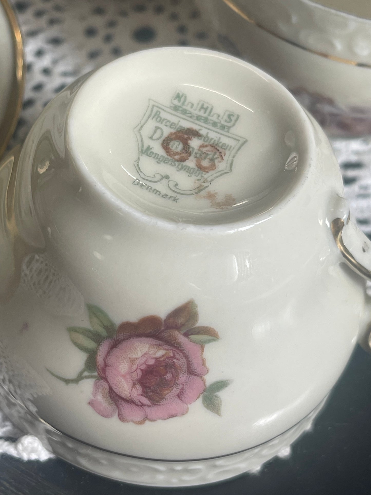 Vintage 1920s Kjøbenhavns Porcelain Tea Cups Set, Maleri KPM