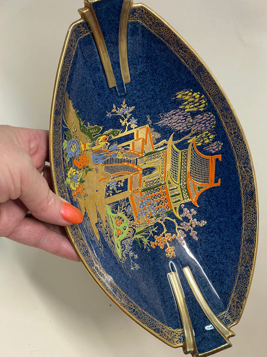 Vintage 1930s Carlton Ware Cobalt and gold Pagoda Bowl