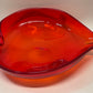 Mid-century Murano style orange art glass heart bowl