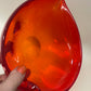 Mid-century Murano style orange art glass heart bowl