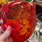 Mid-century Murano style orange art glass heart bowl