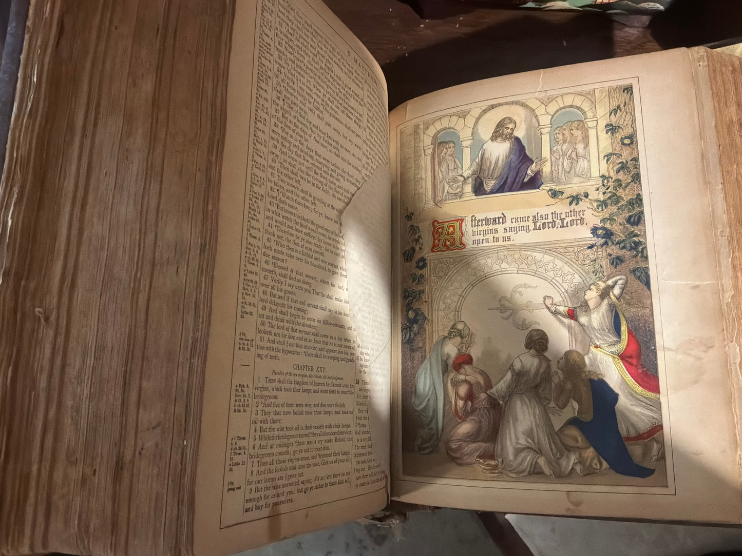 Antique Victorian Parallel Column Large Family Bible c.1884