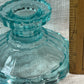 Vintage Aqua Pressed Glass Candlesticks (Set of 2)