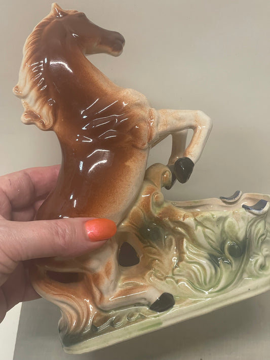 Vintage Japanese Kitsch Ceramic Horse Figurine, Planter or Ash tray