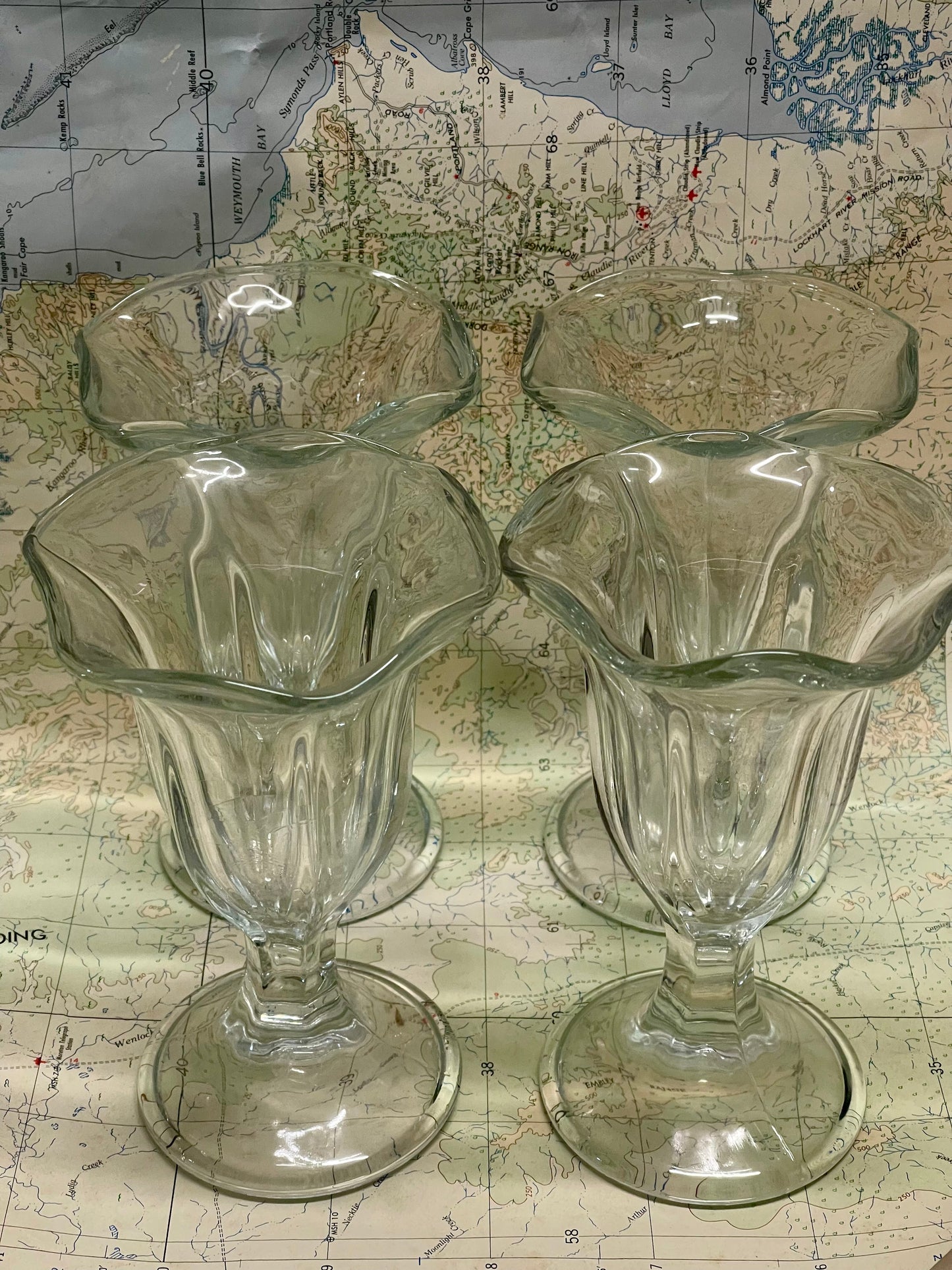 Vintage Soda Fountain Glasses — Set of Four