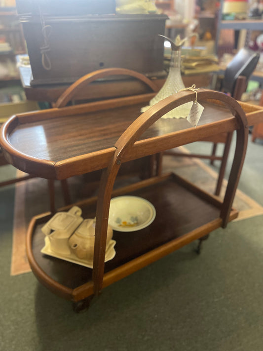 Vintage Art Deco style timber tea or drinks trolley