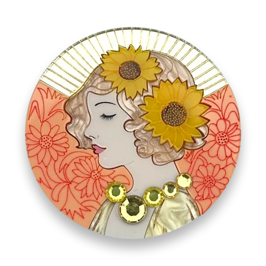 Sunflower Muse Brooch by Wintersheart Whimsy