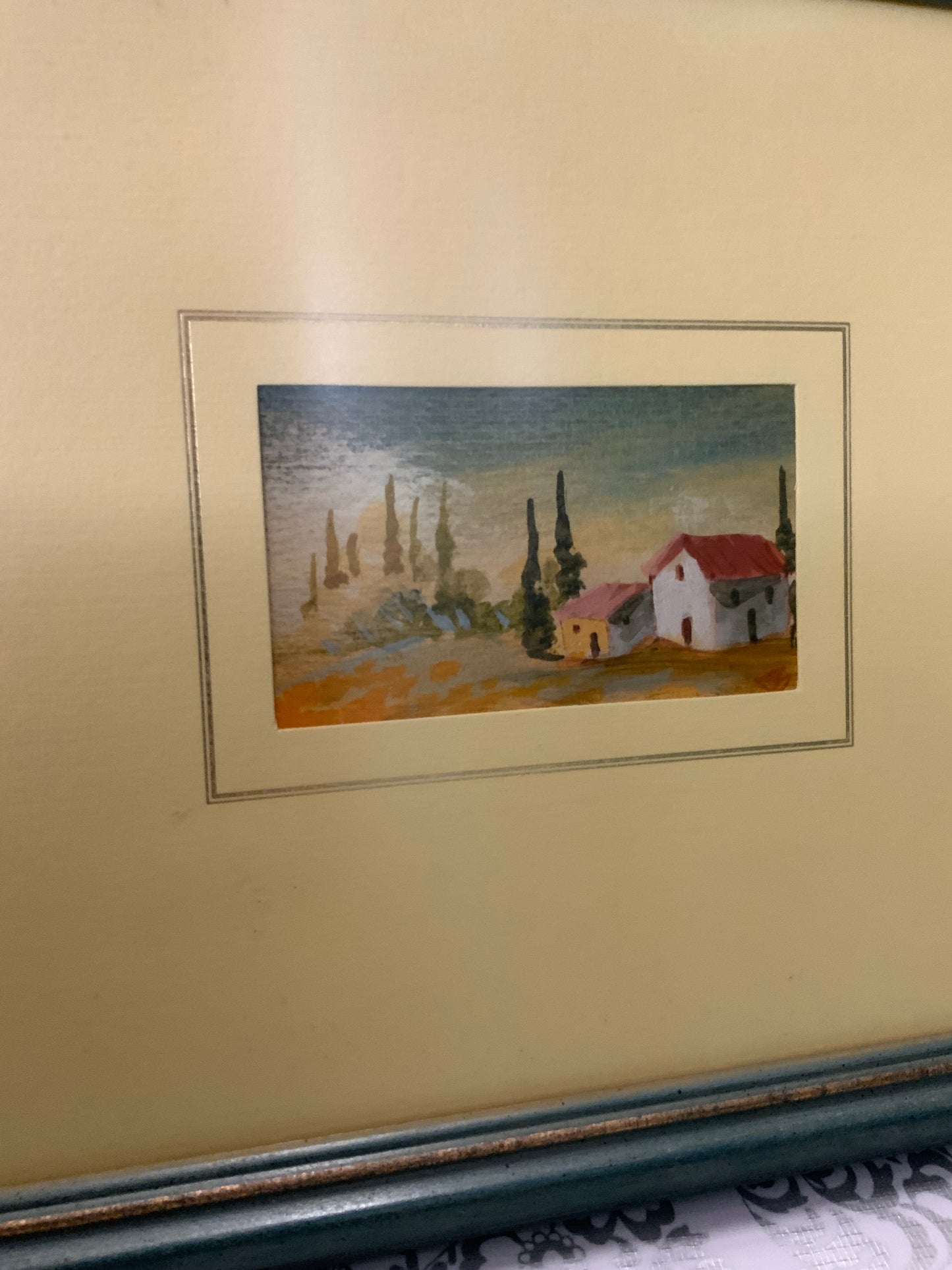 Vintage Mediterranean Miniature Landscape (Framed) — 1970s style