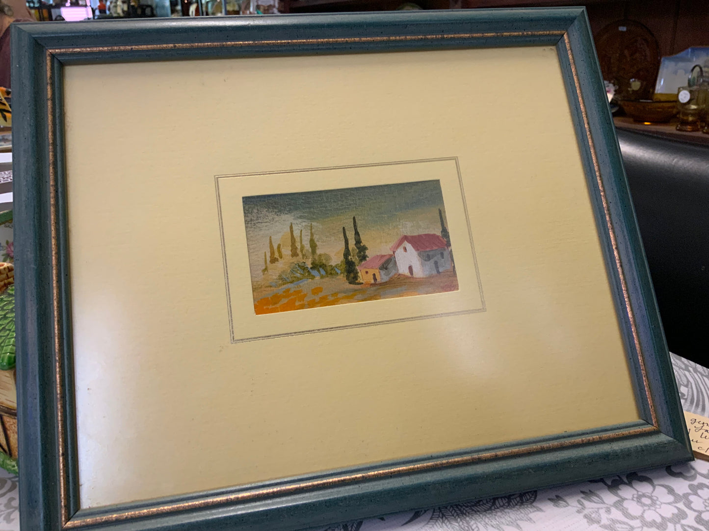 Vintage Mediterranean Miniature Landscape (Framed) — 1970s style