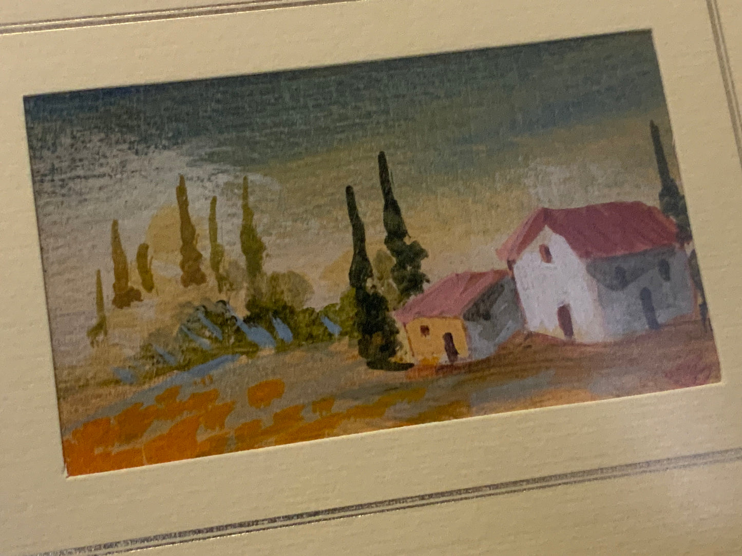 Vintage Mediterranean Miniature Landscape (Framed) — 1970s style