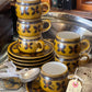 Vintage Noritake “Flower Time” Stoneware Cup & Saucer Set – 1970s Japan (Set of Six)