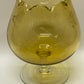 Mid-century etched and fluted oversized amber Brandy snifter art glass vase