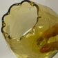 Mid-century etched and fluted oversized amber Brandy snifter art glass vase