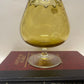 Mid-century etched and fluted oversized amber Brandy snifter art glass vase