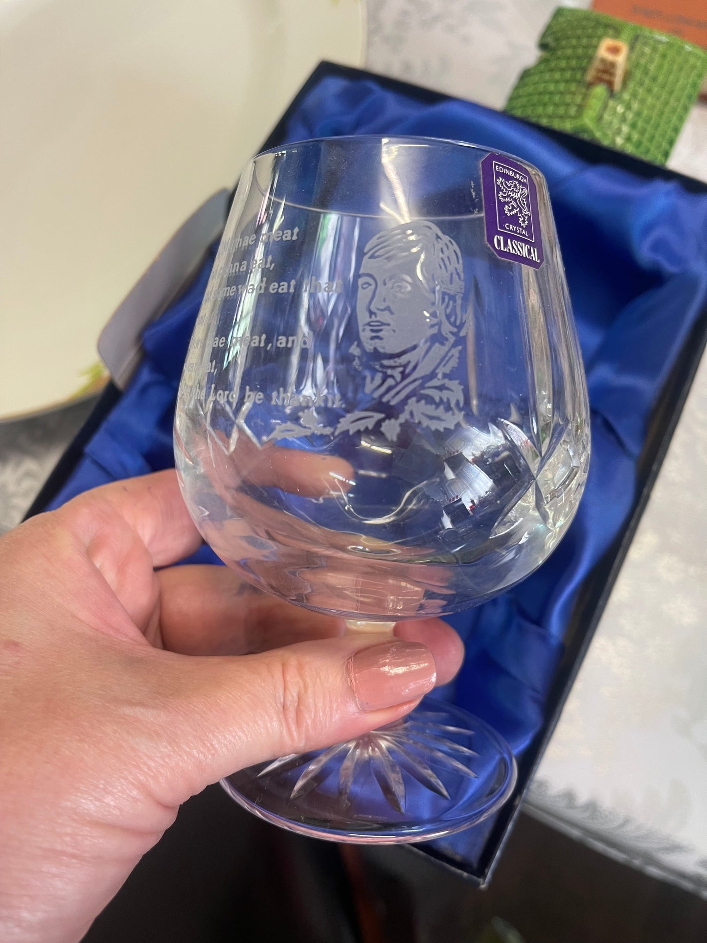Pair of Edinburgh Crystal “Robert Burns” Brandy Glasses – Classical Series (Boxed))
