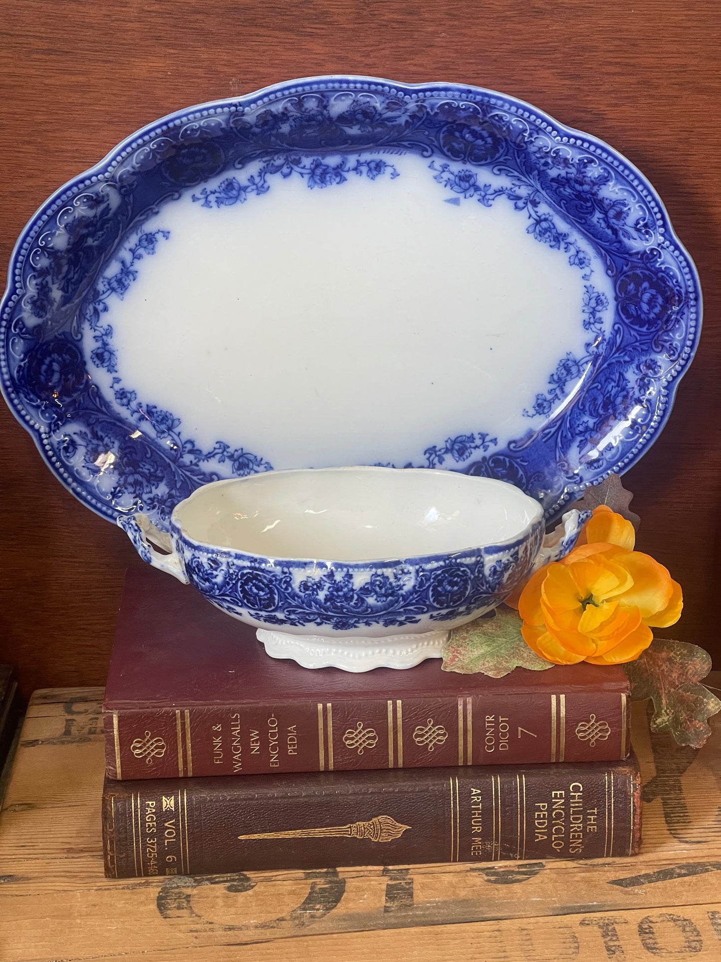 Antique Wedgwood & Co Semi-Porcelain ‘Atalanta’ Large Platter and Bowl