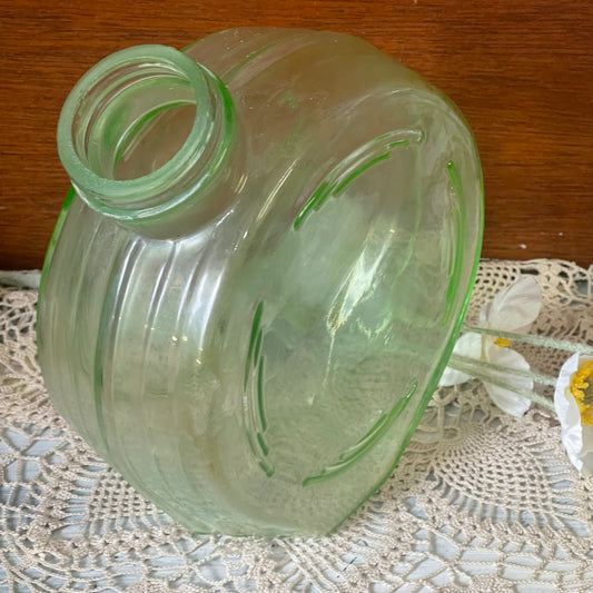 Rare Uranium Glass Flask Bottle — 1930s