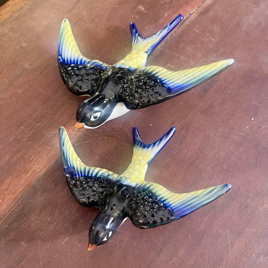 Pair of Ceramic Swallows , Japan — c.1950s