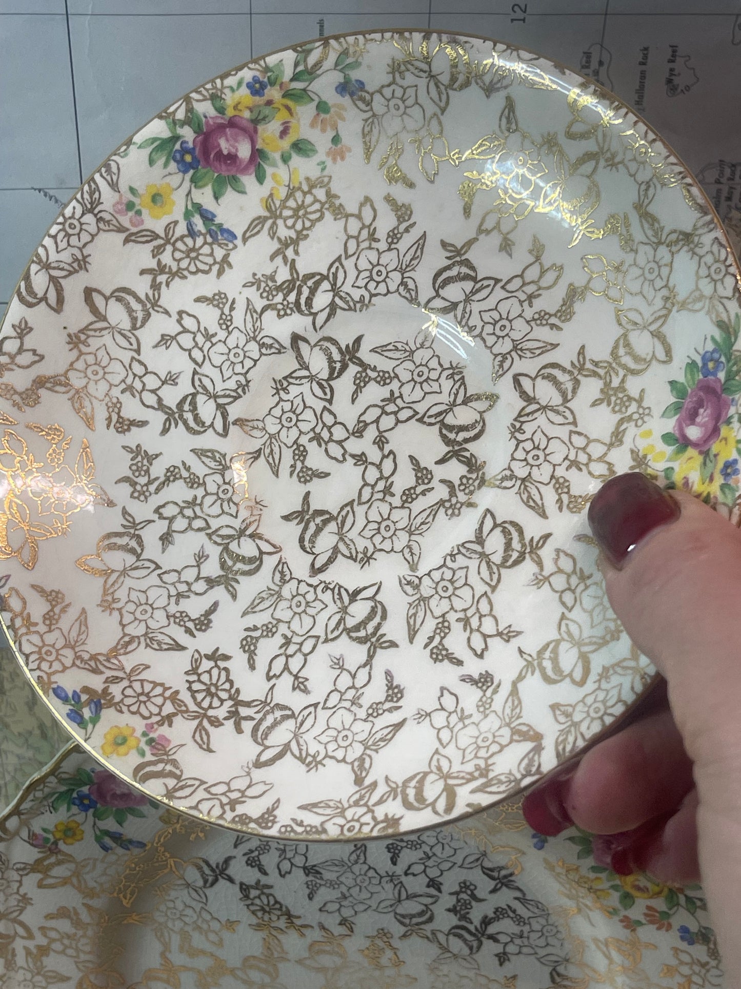 Vintage English Tea Trio  Nelson Ware – Lord Nelson – Floral Gilt