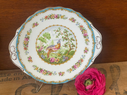 Vintage 1940s ROYAL ALBERT Bone China CHELSEA BIRDHandled Cake Plate