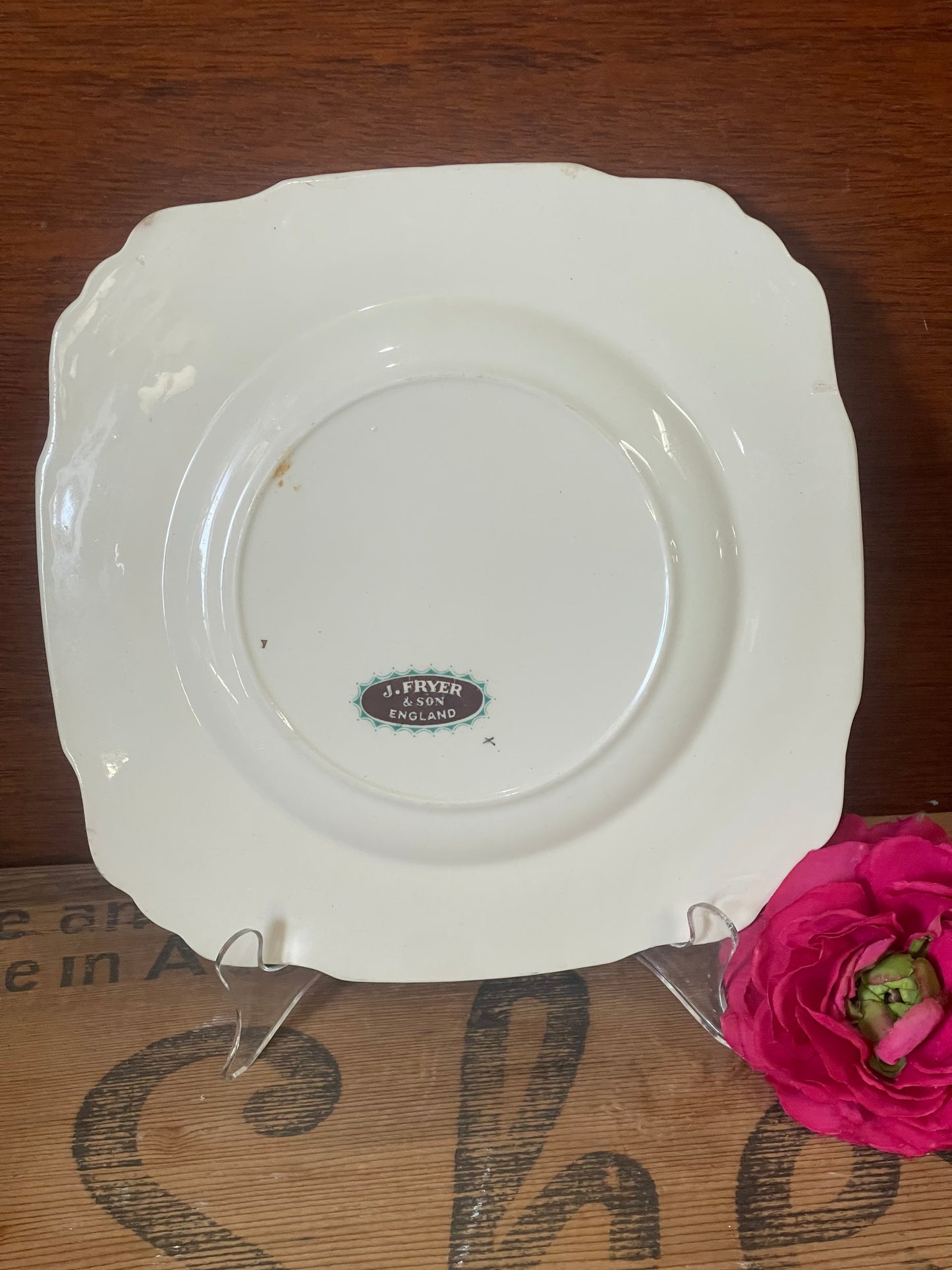 Vintage J Fryer & Son Square Floral Plate