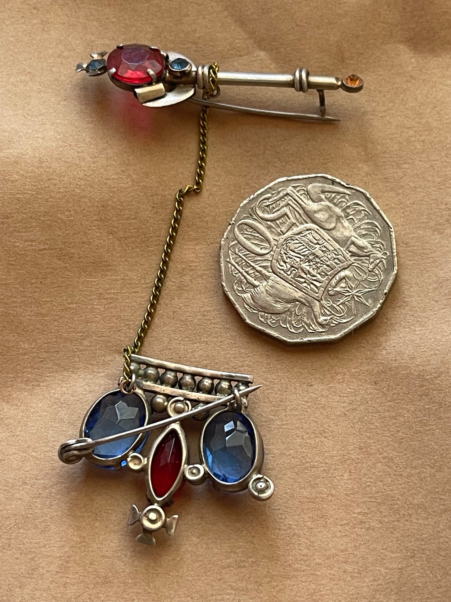 Vintage Crown & Sceptre Double Brooch C.1930s