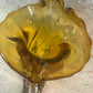Mid-Century Amber & Clear Art Glass Cornucopia Vase / Jug – Sculptural Hand-Formed Glass