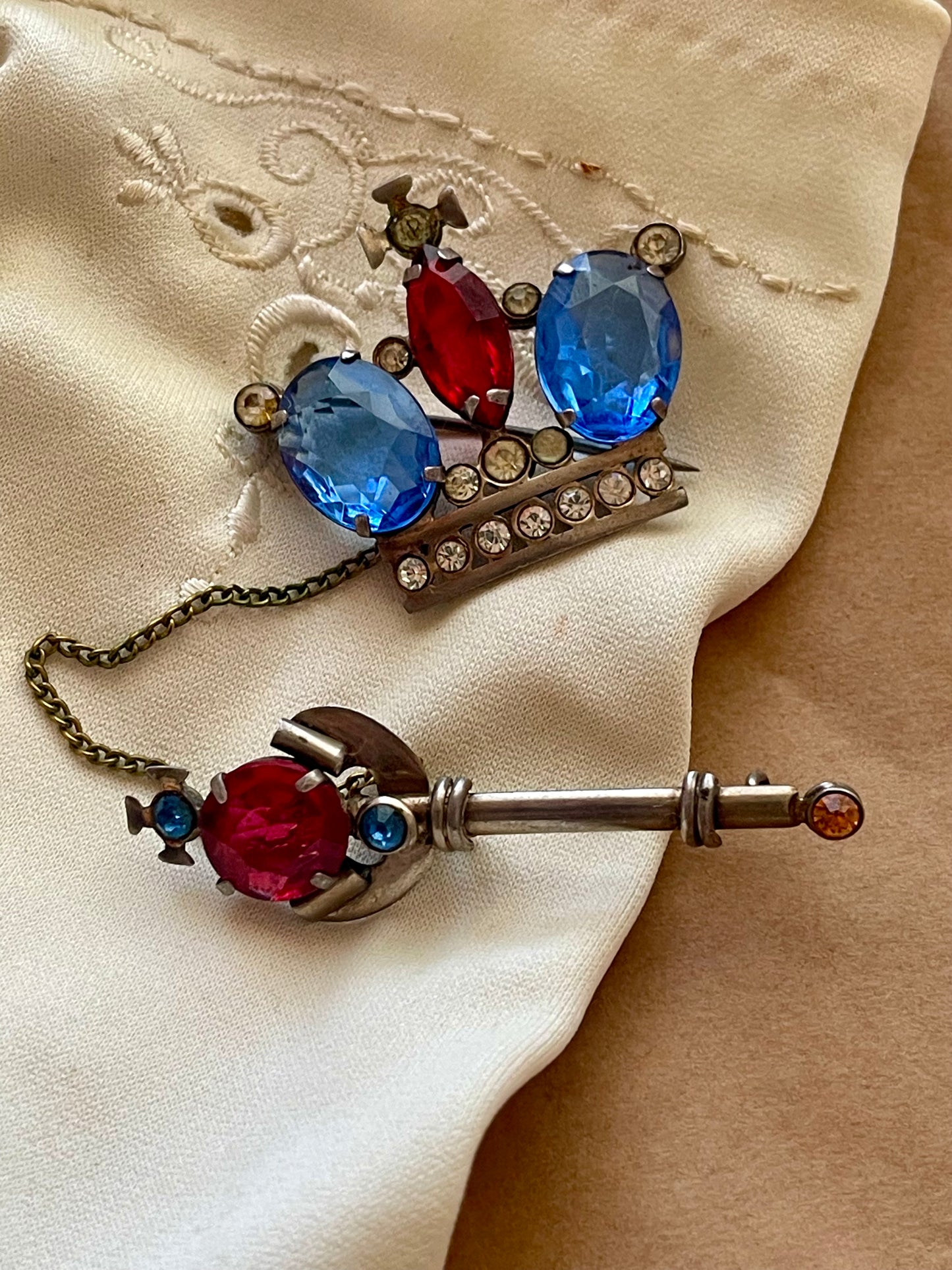Vintage Crown & Sceptre Double Brooch C.1930s