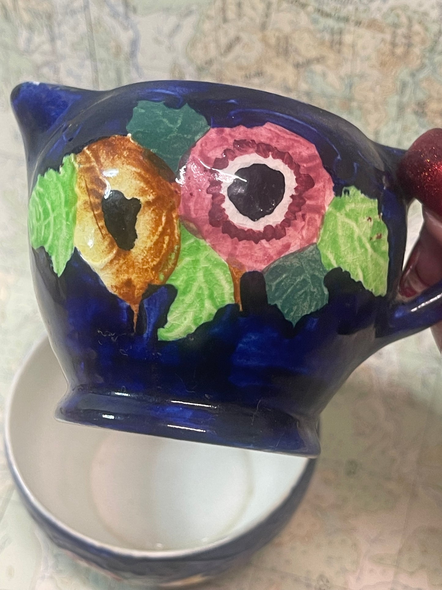 Vintage Maling Ware “Peony Rose” Sugar Bowl & Creamer – Pair