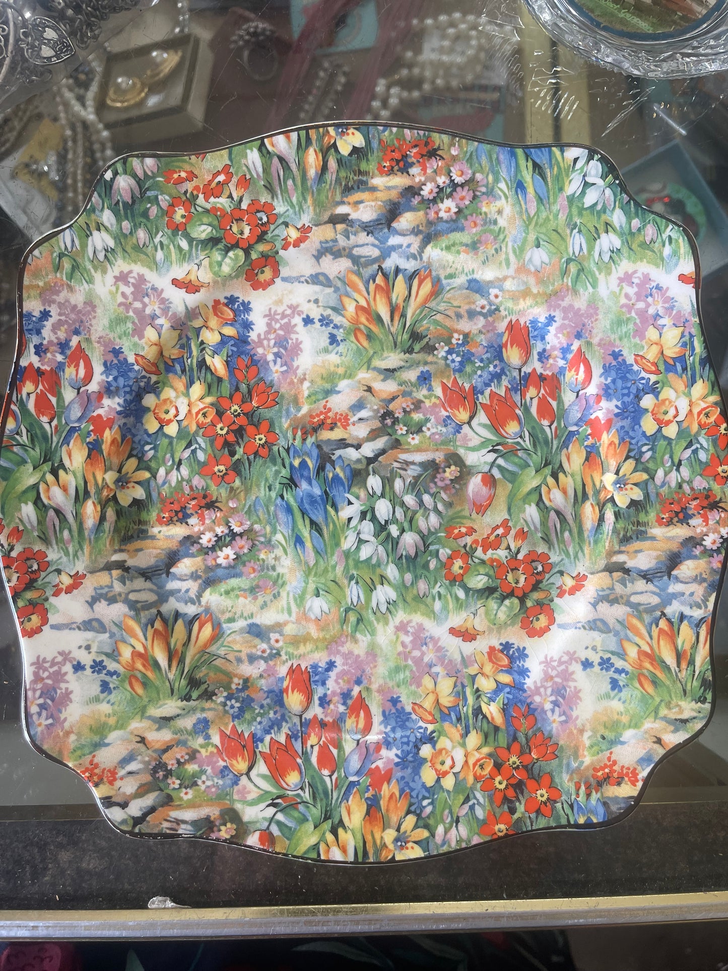 AJ Wilkinson Spring Flower Chintz Royal Staffordshire Cake Plate 22cm
