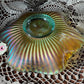 Shimmer & Shine Iridescent Glass Bowl — Sunburst Ribbed Pattern