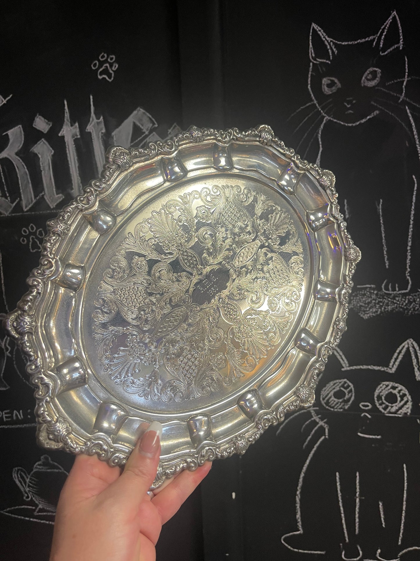 Vintage Viners silver plate tray engraved AMG 1980