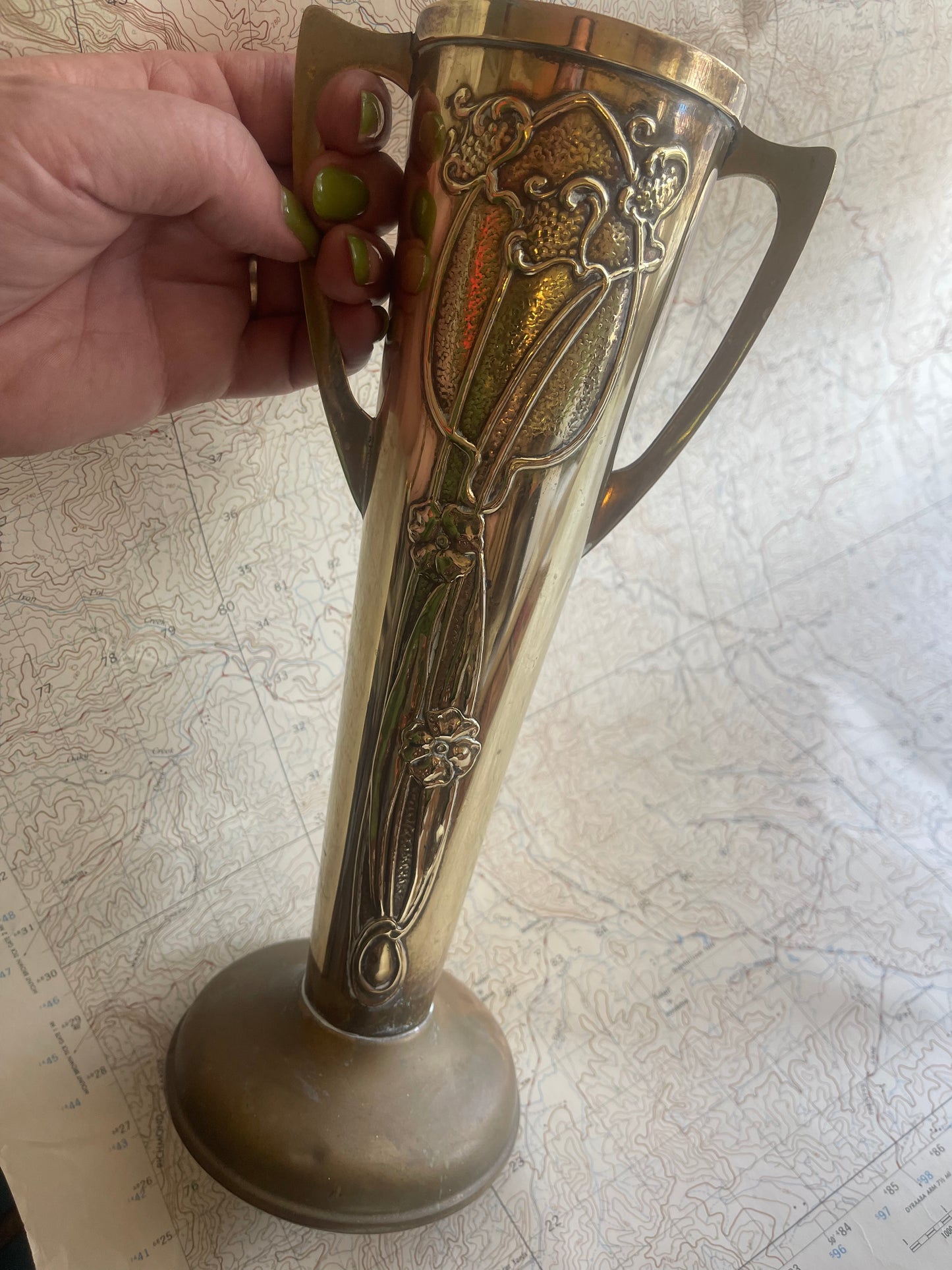 HALAH Ware Art Nouveau Brass Vase c.1910