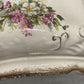 Edwardian Floral Ceramic Salad Bowl with Silver-Plate Rim & Servers