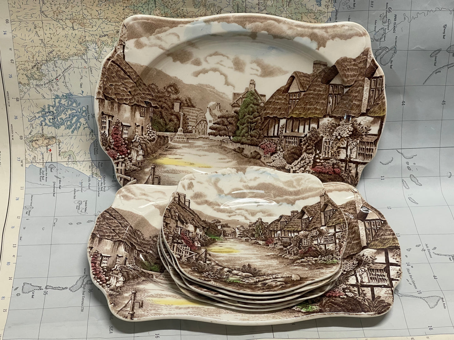 Johnson Bros Olde English Countryside Plates – Set of 7