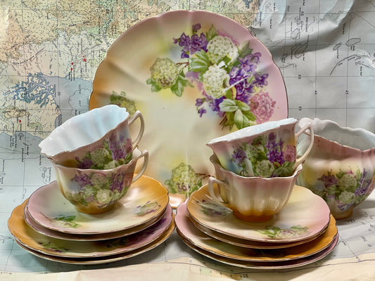 Hand-Painted Japanese Tea Set c.1920s - 4 Place Setting with Cake Plate & Jug