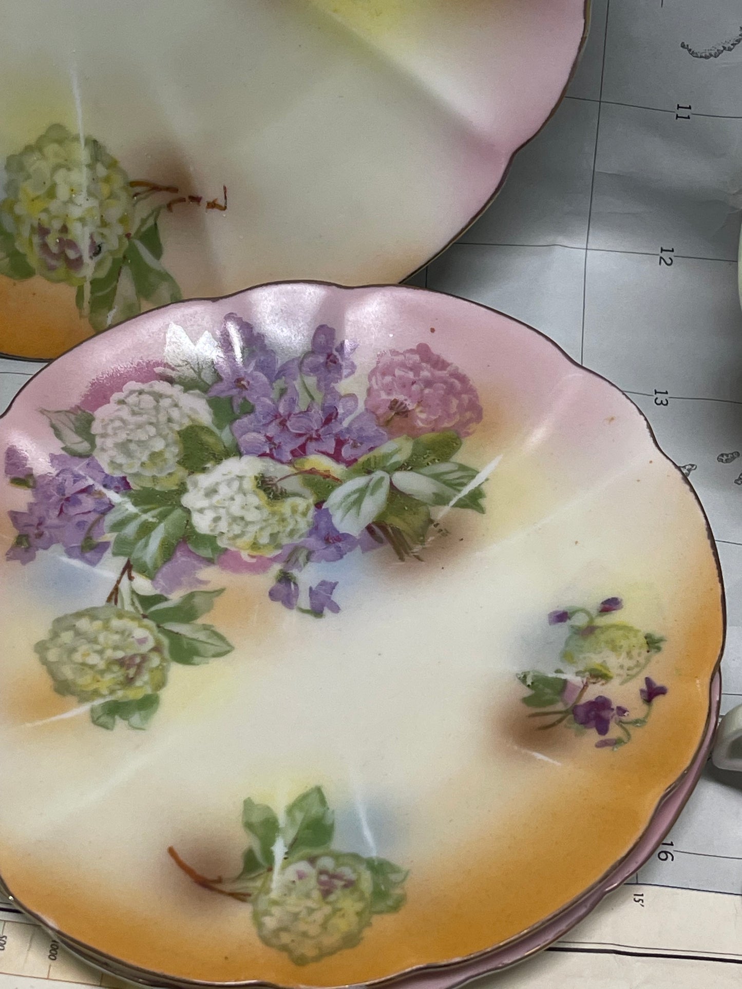 Hand-Painted Japanese Tea Set c.1920s - 4 Place Setting with Cake Plate & Jug