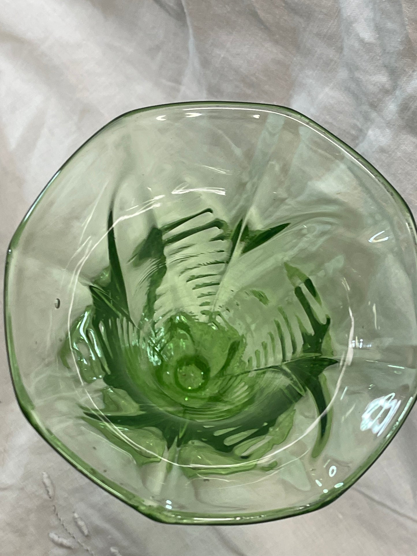 Art Deco Uranium Glass Vase c.1930s English Pressed Glass