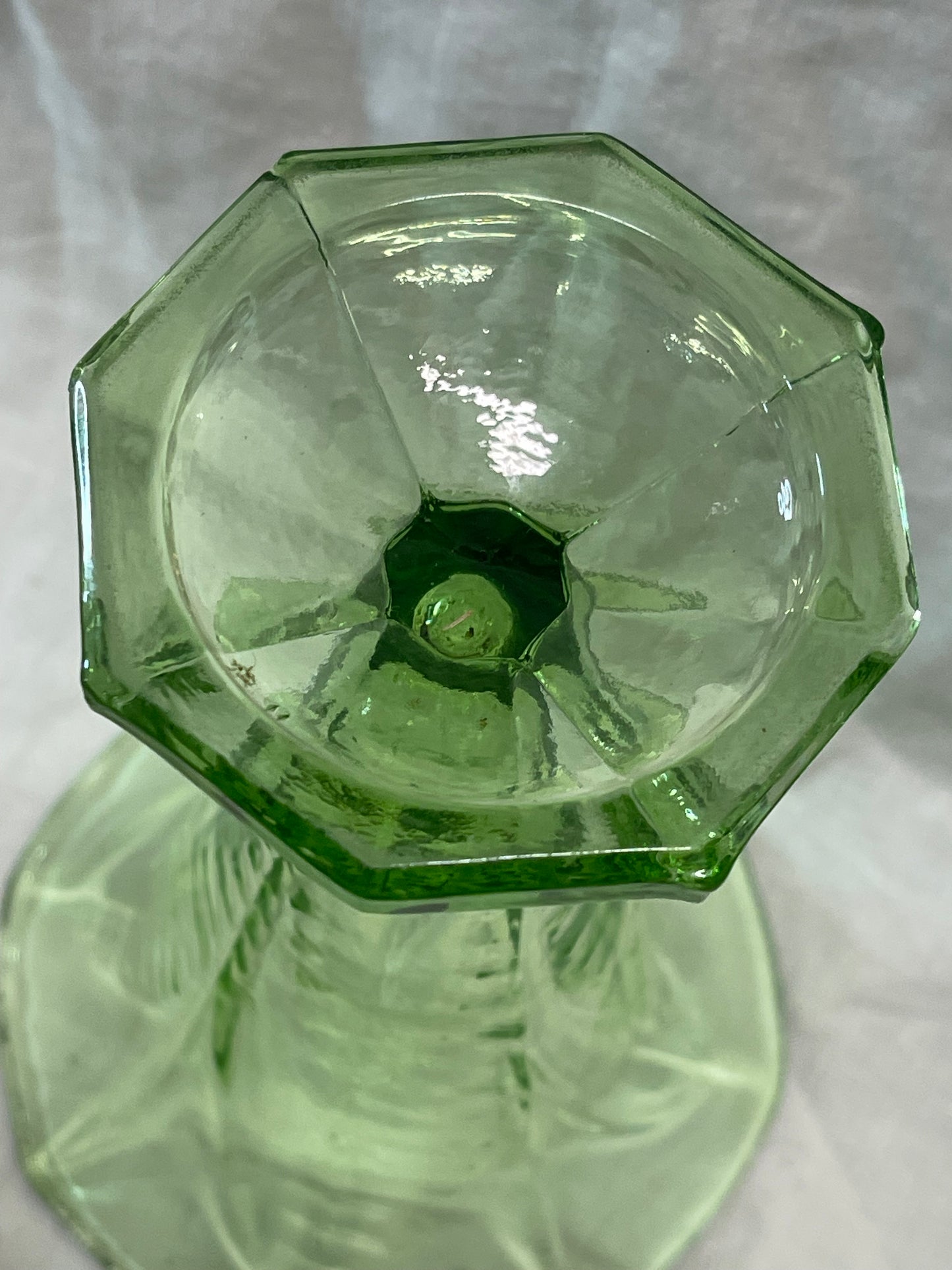 Art Deco Uranium Glass Vase c.1930s English Pressed Glass