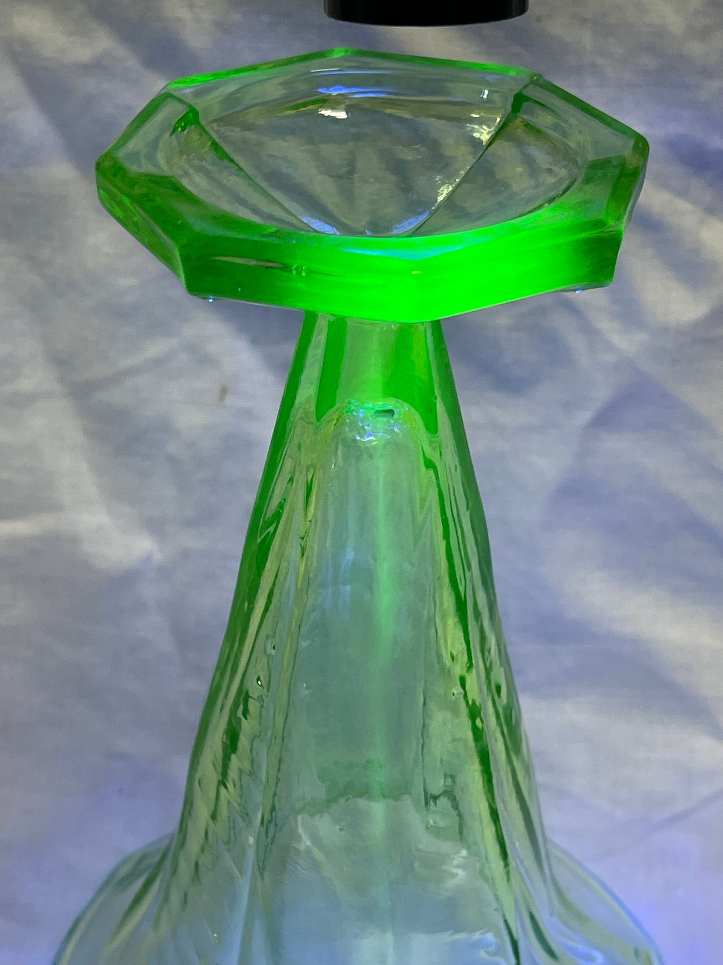 Art Deco Uranium Glass Vase c.1930s English Pressed Glass
