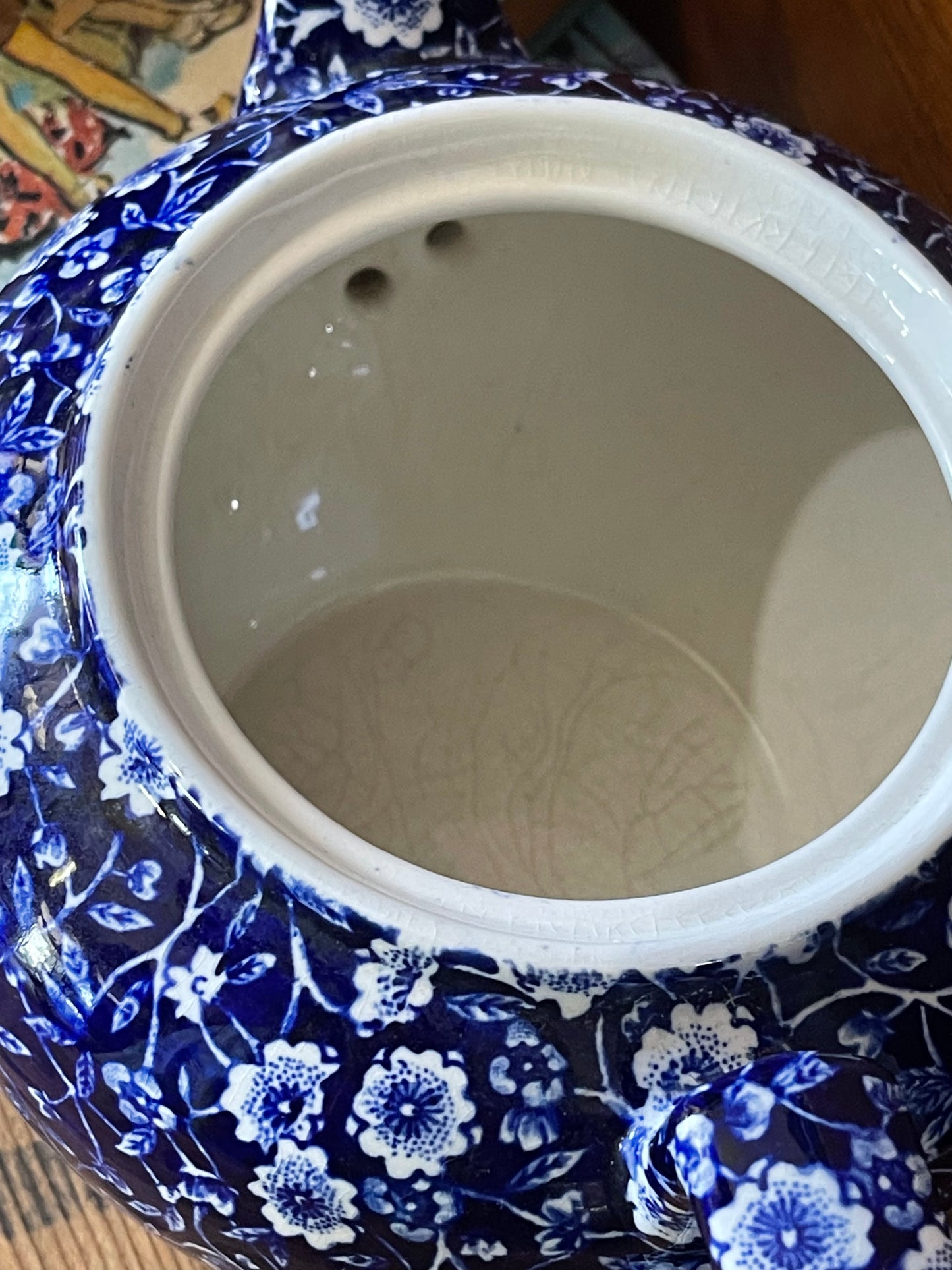 Vintage Burleigh Blue Calico teapot and creamer