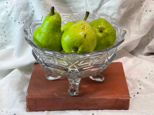Edwardian Pressed Glass Fruit Bowl Likely Davidson, England c. 1910–1920