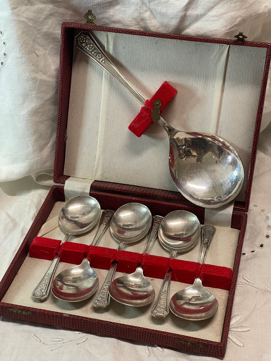 Walker & Hall “Silveride” Silver Plate Spoon Set in Presentation Box (c.1920s)