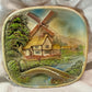 Vintage Chalkware Cottage Wall Plaque with Windmill (c.1960s)