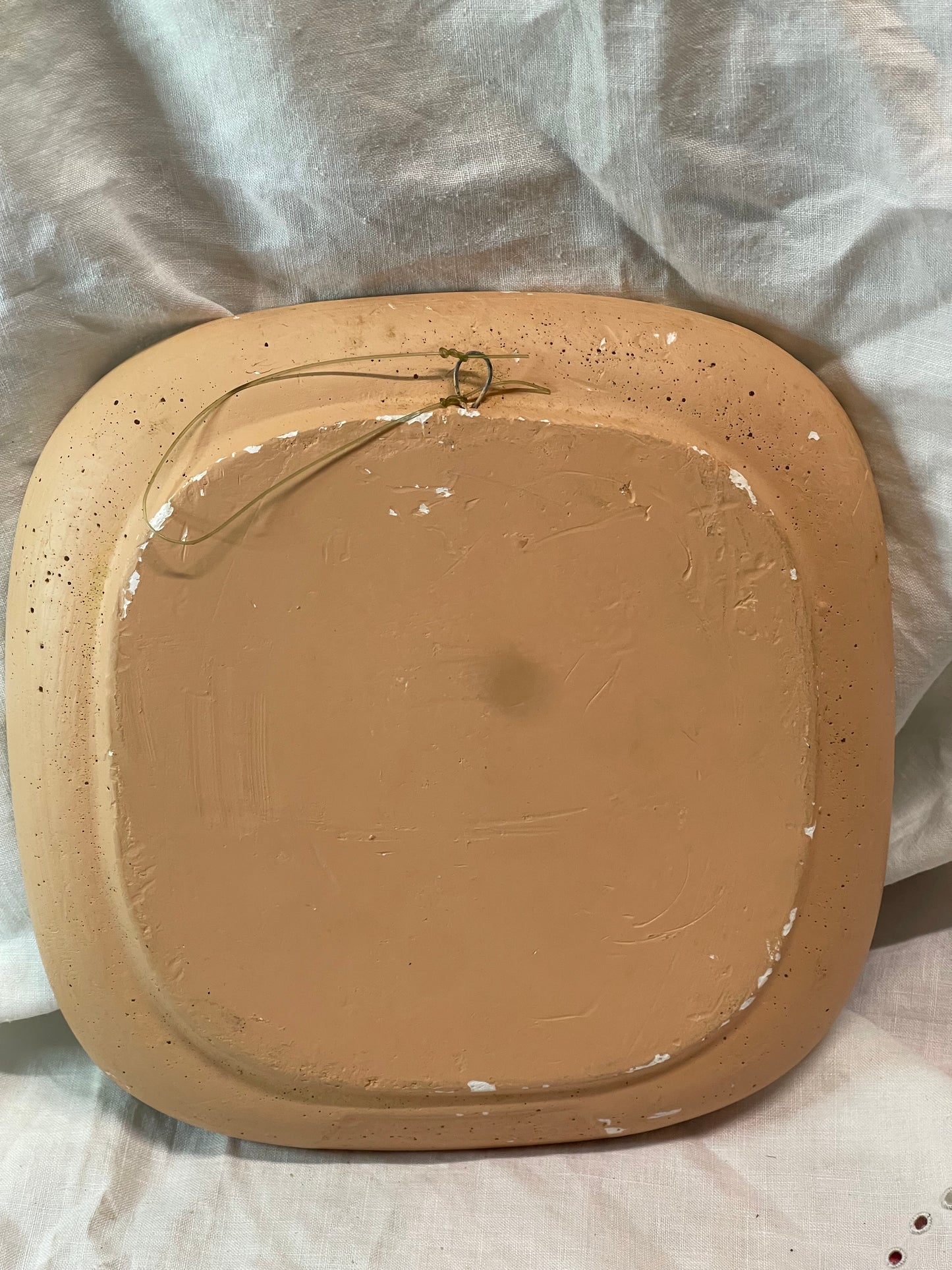 Vintage Chalkware Cottage Wall Plaque with Windmill (c.1960s)